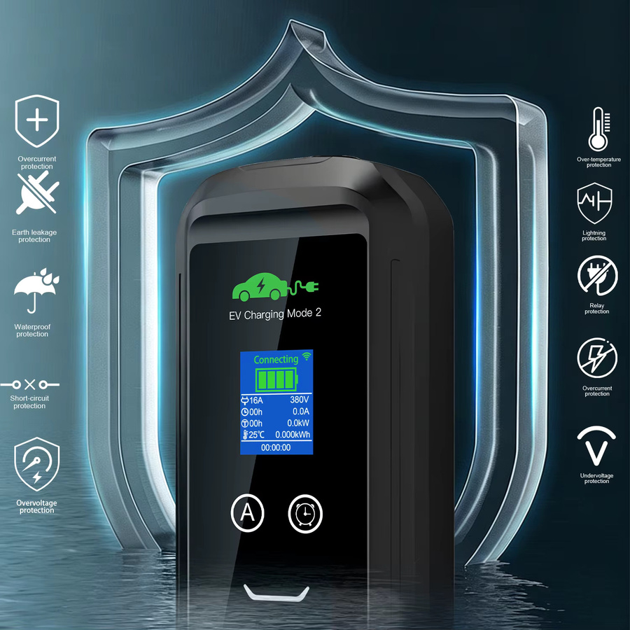 Isigma Adjust Tragbares EV-Ladegerät Typ 2 Heimladestation in Schwarz mit WLAN und Bluetooth via Tuya App, 11KW Elektrofahrzeug-Ladestation mit 5m Kabel - Bild 5