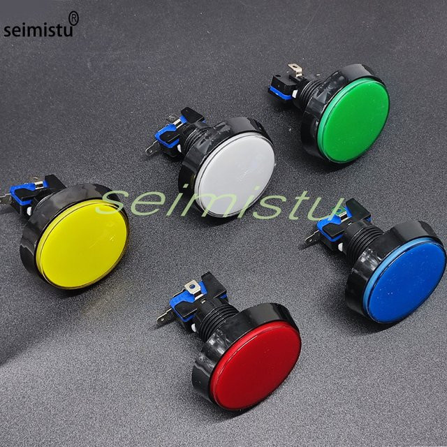 Seimistu Arcade-Druckknopf LED-beleuchtet DC 12V Flachknopf in Rot und Multicolour für Arcade-Spielautomaten und Verkaufsautomaten, Durchmesser: 60 mm - Bild 1