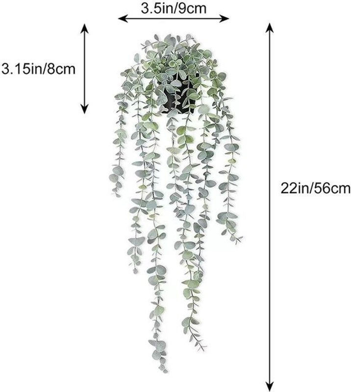 SEEQS Künstliche hängende Eukalyptus-Pflanze in Grün für die skandinavische Dekoration im Innen- und Außenbereich - Bild 1