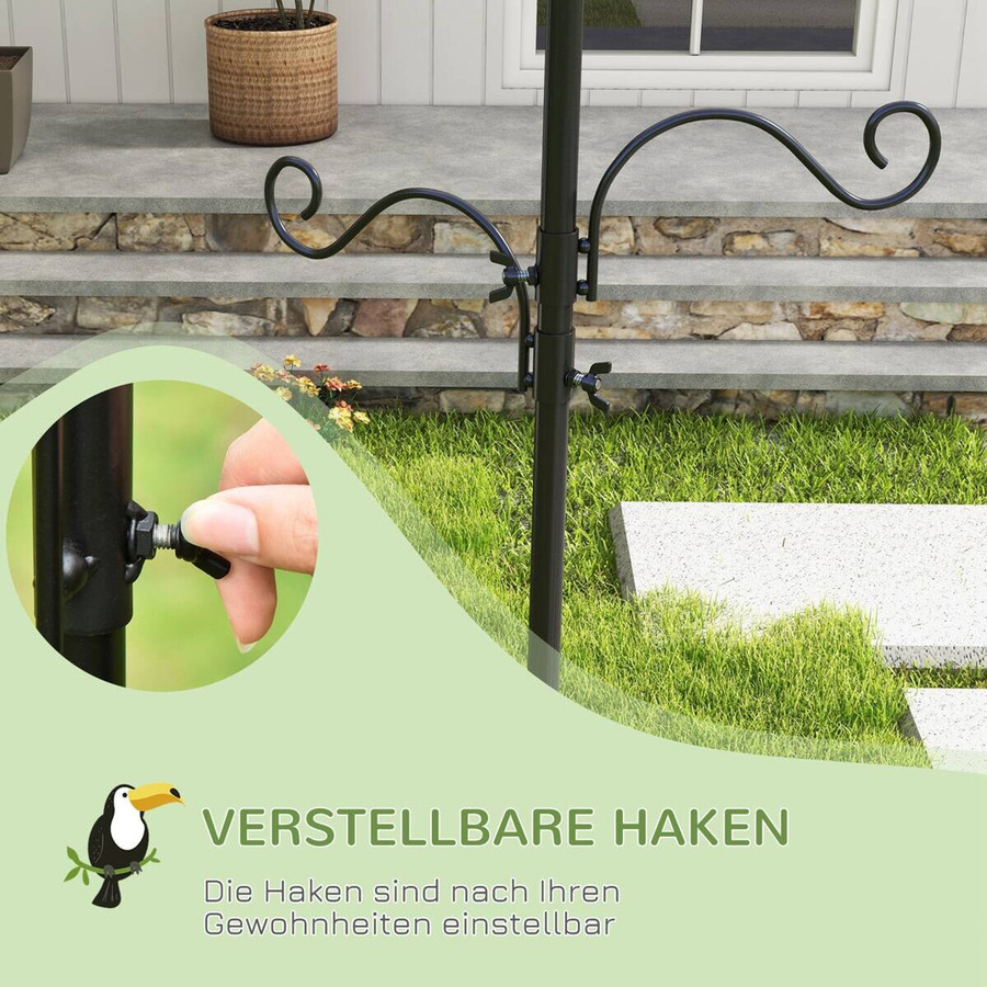 PawHut Vogelfutterstation aus Stahl in Schwarz, B/H/L: 54,5 x 208 x 54,5 cm - Bild 2