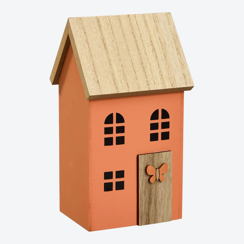 Modernes Deko-Haus aus Holz von NKD in Pink und Orange, B/T/H: 20 x 11 x 10,5 cm - Bild 2