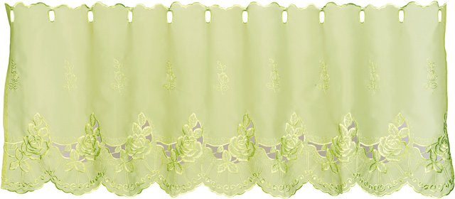 Stickgardine Rosen von viva domo in Grün mit floralem Design und transparentem Stoffpanel - Bild 1