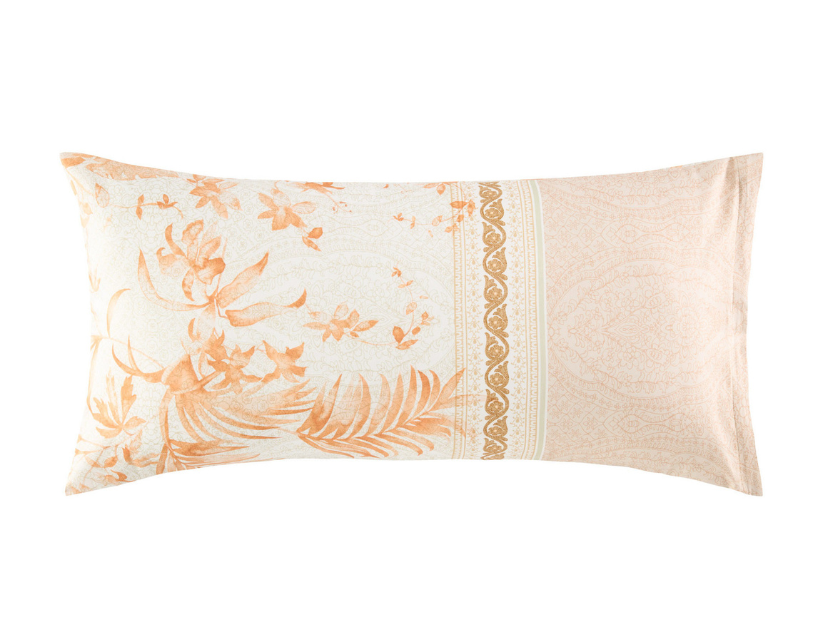 Bassetti Satin Kissenhülle IBISCUS TATTOO in Karamell Beige mit floralem Design aus Baumwolle - Bild 1