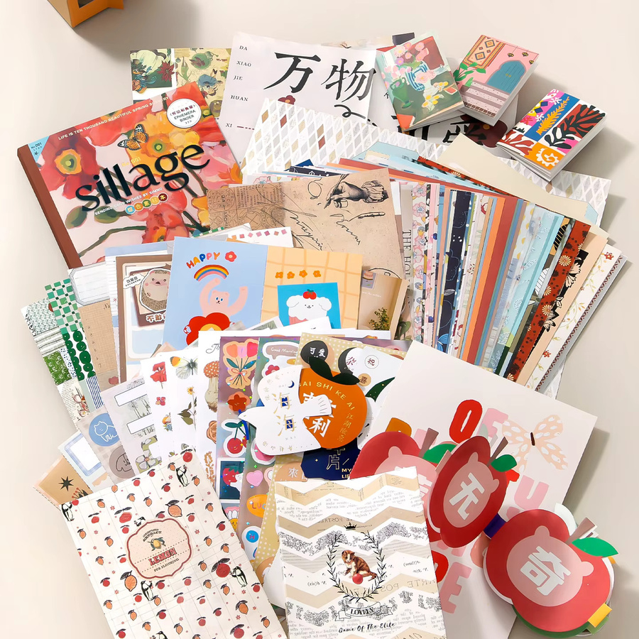 128 Stück Retro-Cartoon Aufkleber aus Papier, dekorative Sticker für Scrapbooking, Collage und DIY-Projekte, Mehrfarbig - Bild 2