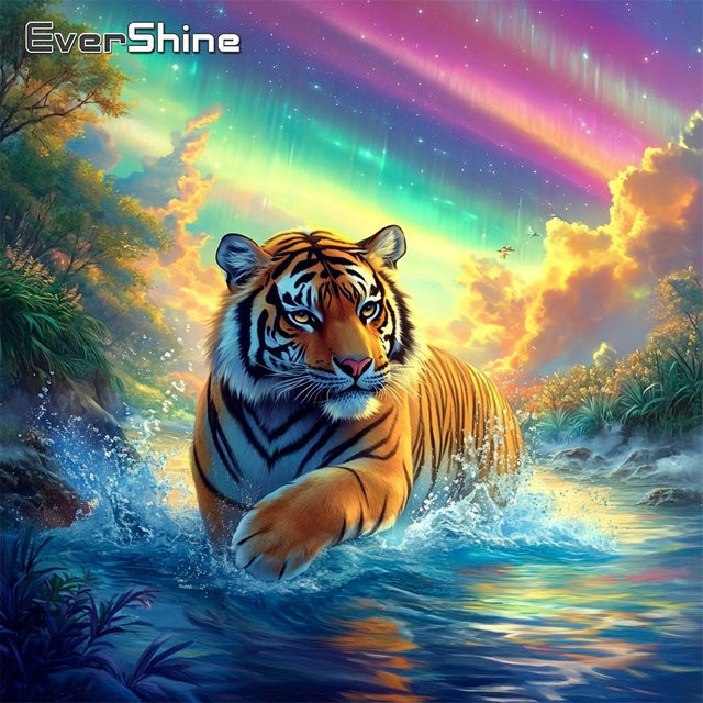 EverShine Diamant-Stickerei Tiger-Bild als quadratisches Strass-Gemälde in Multicolour - Bild 1