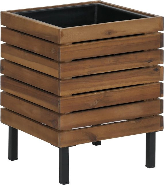 Pflanzkasten MCW P84 quadratisch aus Stahl und Akazie in Braun, B/T/H: 43 x 33 x 33 cm - Bild 2