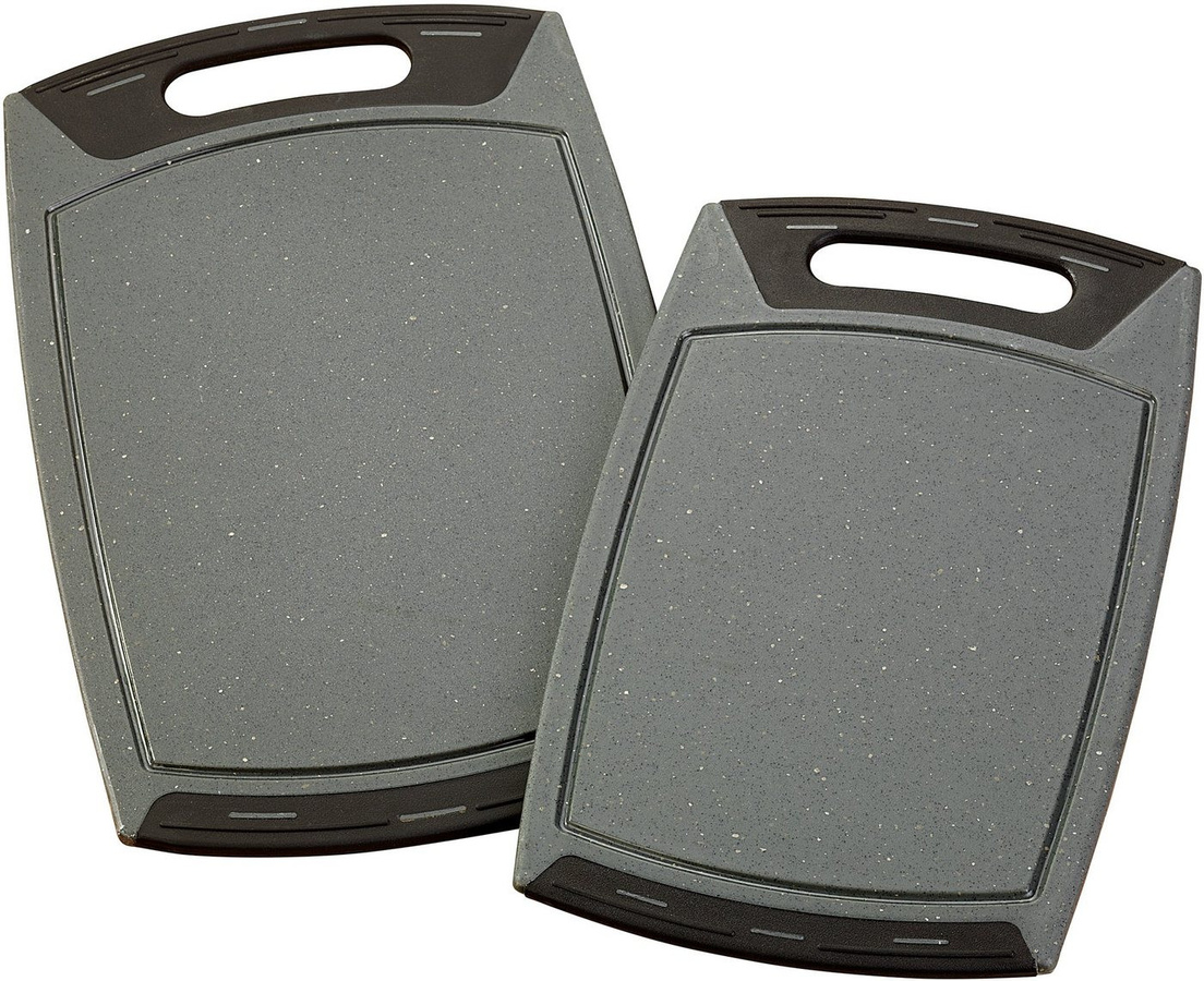 STONELINE Schneidebrett Set 2-teilig aus Kunststoff in Grau mit Saftrille und messerschonender Oberfläche, B/T/H: 42 x 25 cm und 36 x 22 cm - Bild 1
