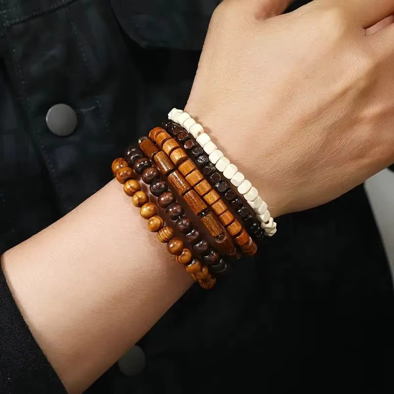 Armband-Set Herren, Holz, Perlen, Bunt - Bild 3