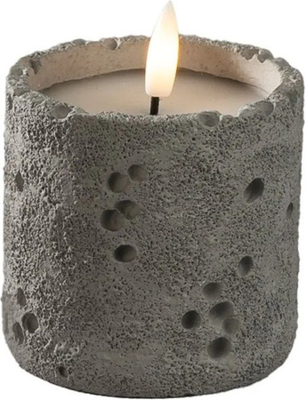 Konstsmide LED Kerze in Betonoptik Grau, Durchmesser: 8 cm, Höhe: 7,8 cm