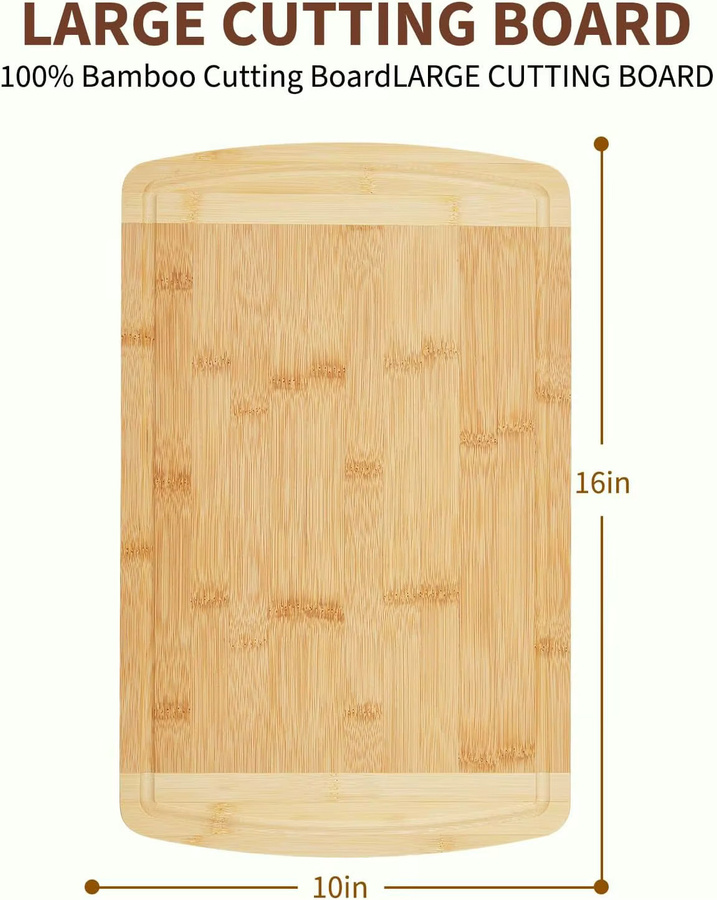 Garvee Bambus-Schneidebrett mit Saftrille, braunes Mehrzweck-Holz-Hackbrett und Charcuterie-Servierbrett, B/T/H: 40,64 x 25,4 x 2,54 cm - Bild 2