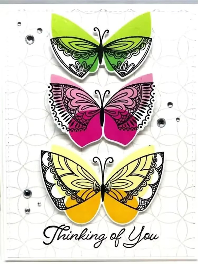 Stempelset mit Schmetterlingen, Zwergen und Geburtstagsbären für Scrapbooking und Basteln, Multicolor - Bild 2