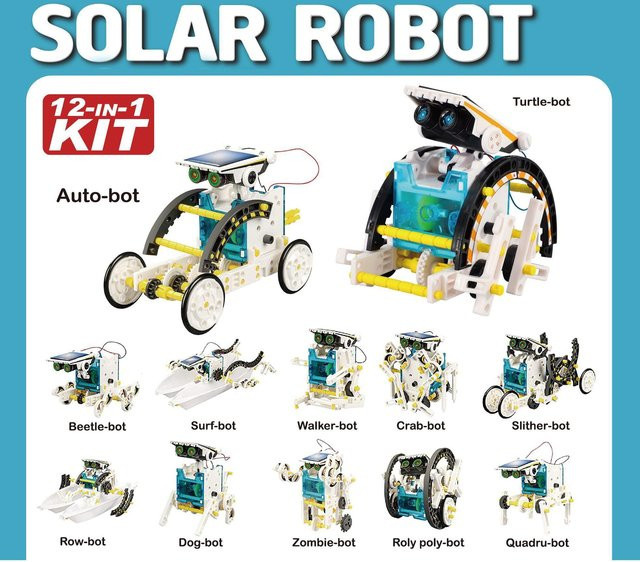 Yiran bag 12 in 1 Wissenschaftsexperiment Solarroboter-Spielzeug DIY-Baukasten Lernwerkzeug ab 3-6J - Bild 1