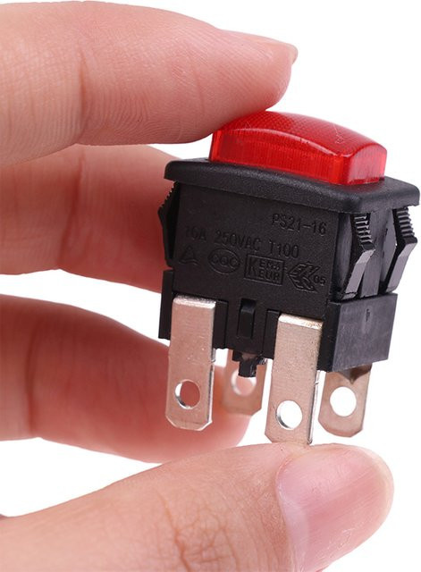 JINHF PS21-16 Ein-Aus-Druckknopfschalter in Rot, 4-polig, 16A, selbstverriegelnd mit Licht und elektrischem Berührungsschalter - Bild 1