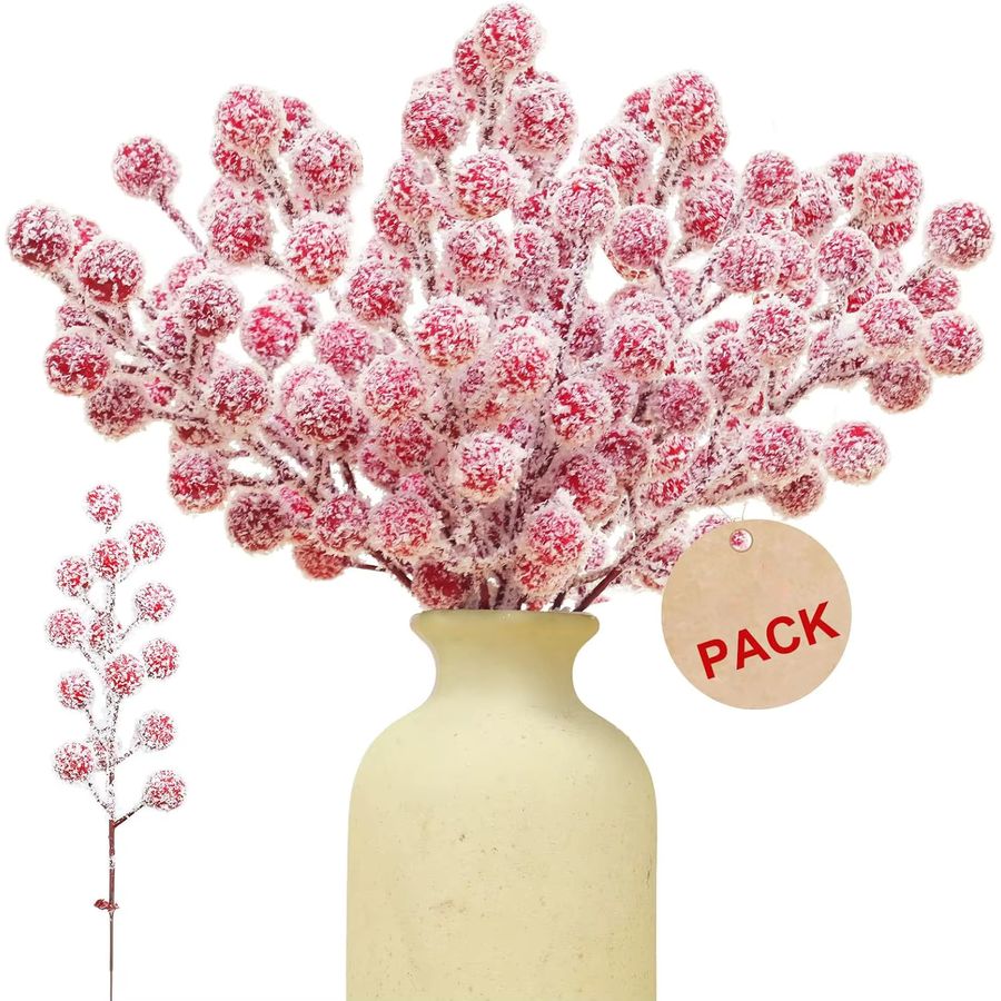 5 bis 10 Stück Künstliche Holly Pflanzen mit roten Früchten für Weihnachtsdekoration und DIY Tischdeko von smr - Bild 6