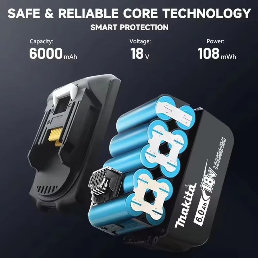 Makita Ersatz-Lithium-Akku 18V mit 6Ah für BL1830B BL1850B BL1850 BL1840 BL1860 BL1815 - Bild 2