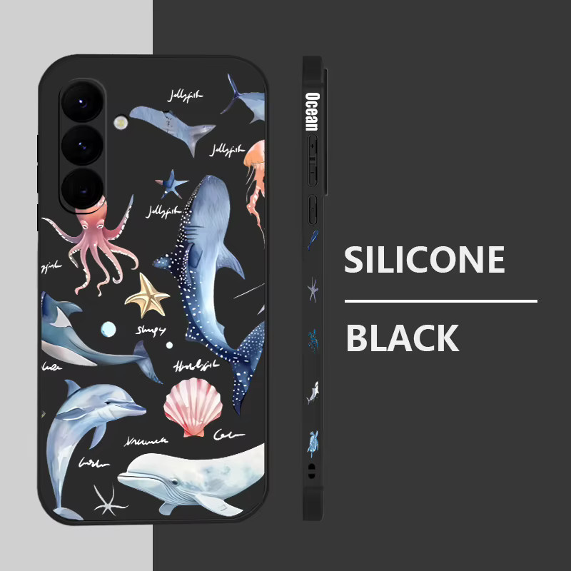 Little Whale Handyhülle mit Dolphin Design für Samsung Galaxy S25 FE S24 S23 S22 Ultra Plus A56 A36 A17 A16 A55 A54 A15 5G aus TPU in Schwarz und Multicolour - Bild 1