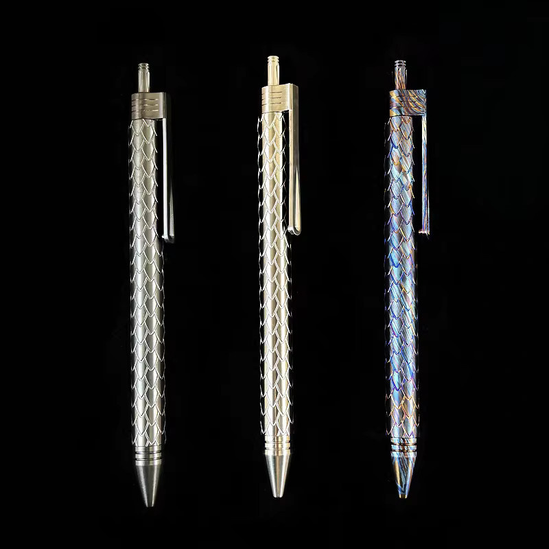 Hochwertiger Rollerball-Stift aus Drachenschuppen-Zirkoniumlegierung und Titan-Damast in Multicolour für Business und EDC - Bild 2