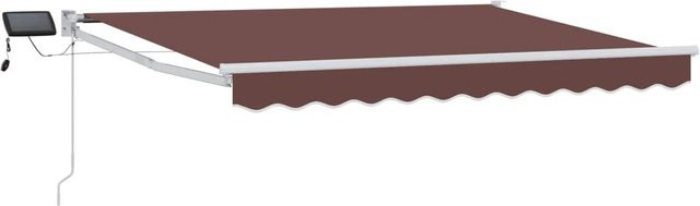 vidaXL Manuelle Gelenkarmmarkise mit LEDs in Braun, B: 350 cm, T: 250 cm - Bild 1