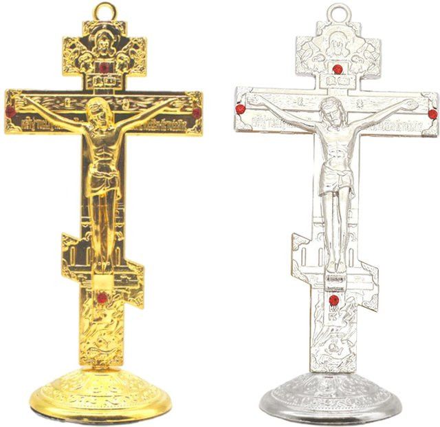 Kesoto Kruzifix als Tischdekoration in Gold und Silber, Höhe: 14 cm, Breite: 6,7 cm - Bild 1