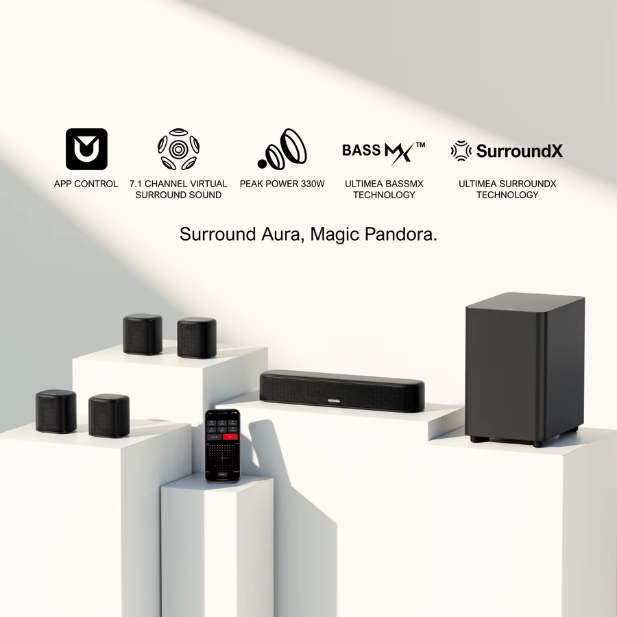 ULTIMEA 7.1-Kanal Soundbar mit Subwoofer und 4 Surround-Lautsprechern für Smart-TV, Schwarz - Bild 5