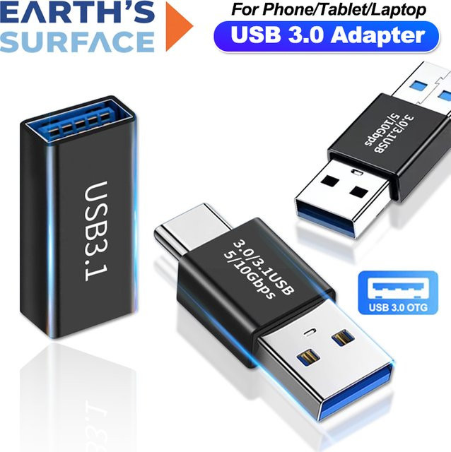 OUIO USB 3.0 OTG Adapter Typ A auf USB C Konverter für SSD und HDD in Schwarz - Bild 1