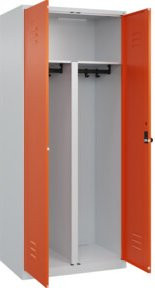 C+P PSA Doppel-Spind Classic PLUS mit 2 Abteilen, Stahl, Lichtgrau und Reinorange, H x B x T: 185 x 80 x 50 cm - Bild 1