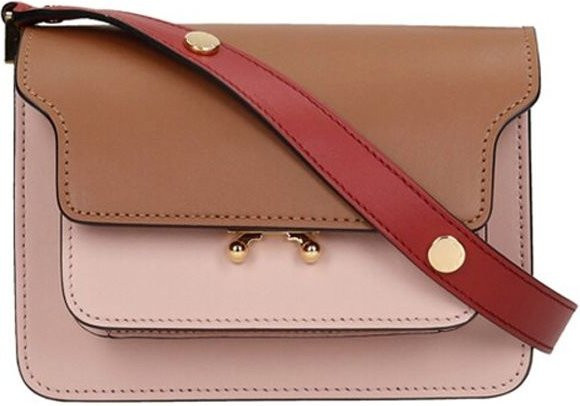 Marni Umhängetasche Leder, Color Block, Damen, Braun Rosa Rot Beige - Bild 1