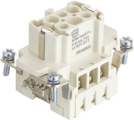 HARTING Stifteinsatz 09338062703 mit 6 Schrauben aus Kunststoff in Weiß - Bild 1
