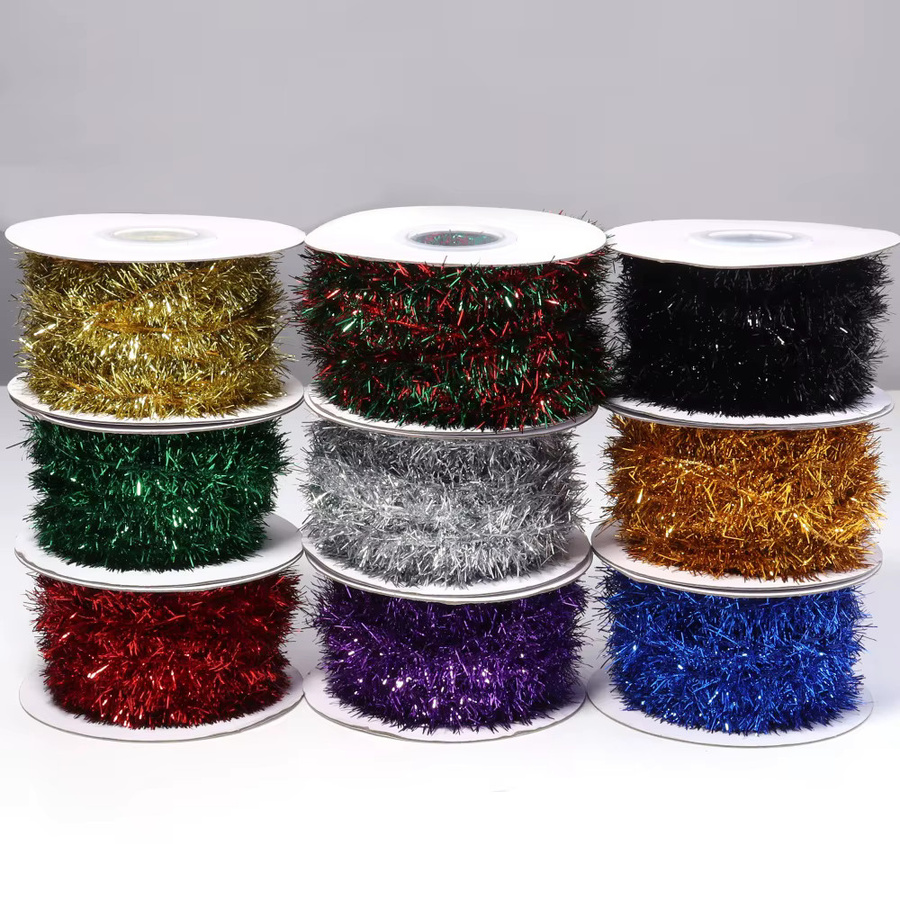 Glänzende Lametta Girlanden für Weihnachtsbaum und Party-Dekoration, 10 Yards Rolle, Gold und Multicolour - Bild 2