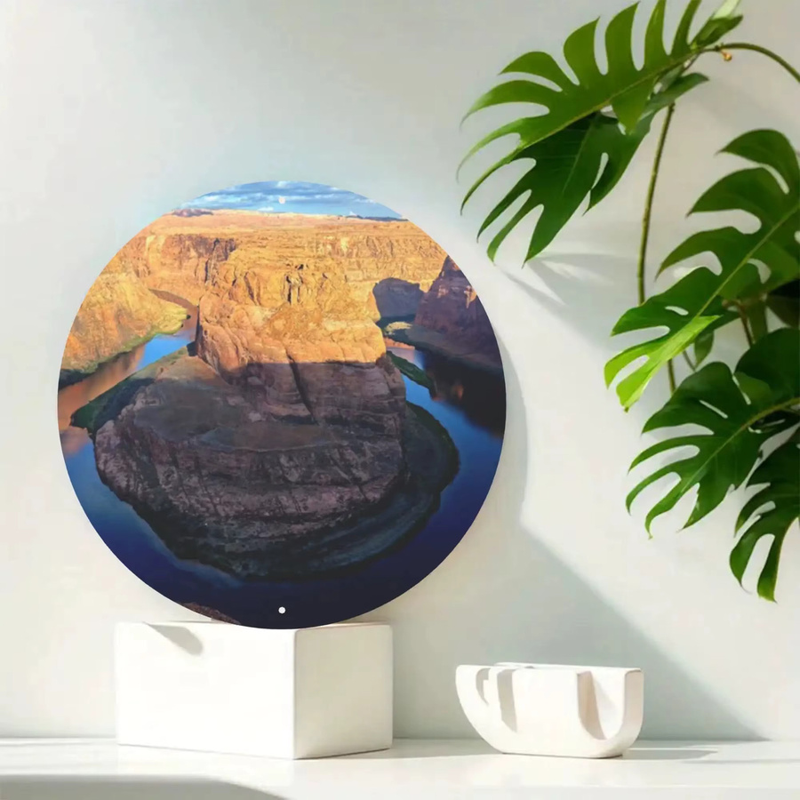 Potdemiel Vintage Route 66 Metallwandkunst Rund – Grand Canyon und Monument Valley Landschaft in Multicolour, Durchmesser: 20 cm - Bild 2