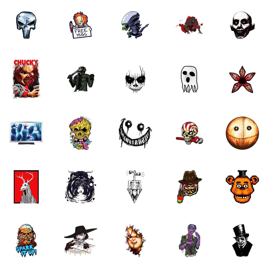 50 Stück klassische Horrorfilme Graffiti Aufkleber in Multicolour von BulingBulingStickers Store - Bild 3