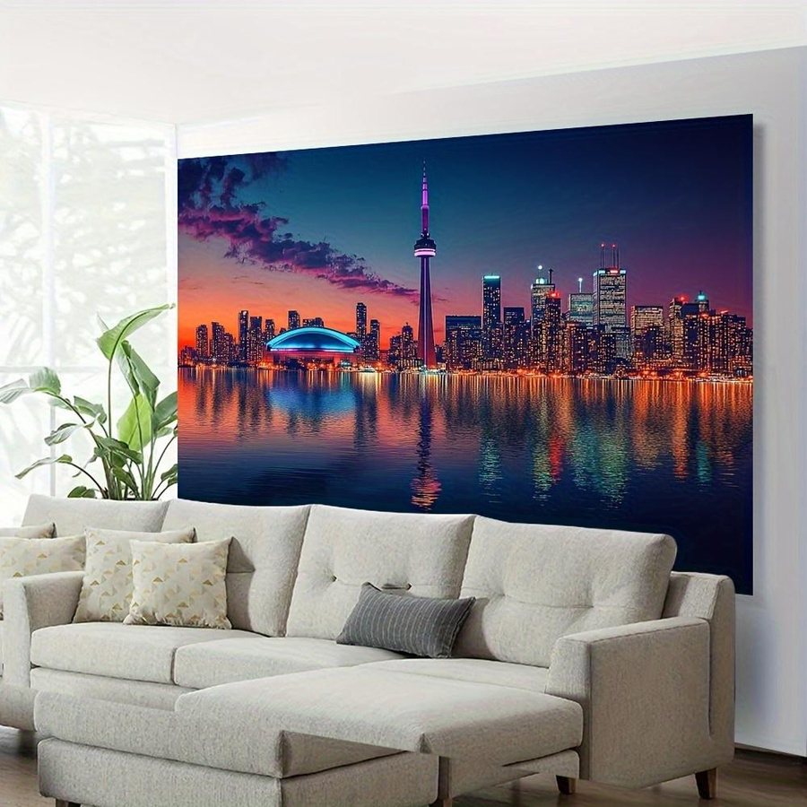 Toronto Skyline Wandteppich von JMG Household Supplies mit CN Tower und Rogers Centre bei Sonnenuntergang, Mehrfarbig, Breite: 70 cm, Höhe: 100 cm - Bild 3