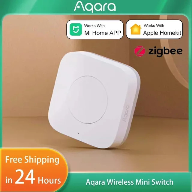 Aqara Kabelloser Mini-Schalter Zigbee-Sensor in Weiß zur intelligenten Ein-Tasten-Steuerung kompatibel mit Mi Home App und HomeKit - Bild 1