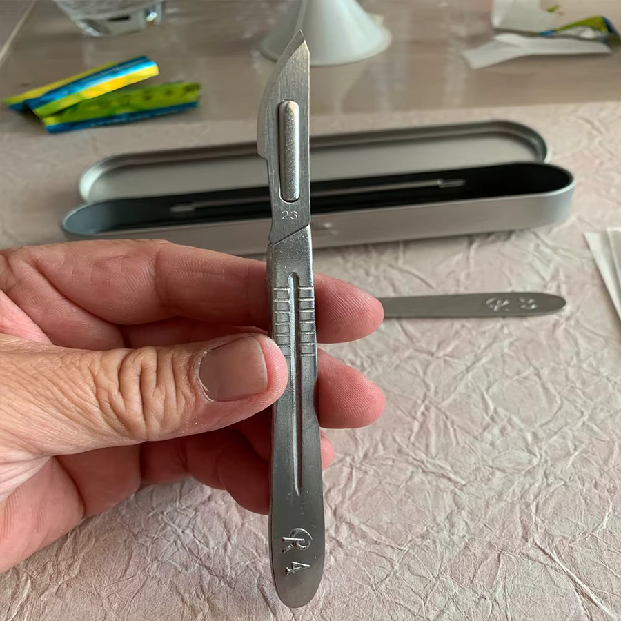 KUAIQU Skalpell-Set aus Edelstahl mit 10 Klingen (Nr. 11 und 23) in Silber inklusive Metallgriff und Aufbewahrungsbox für DIY-Reparaturen und Pflanzenpflege - Bild 2