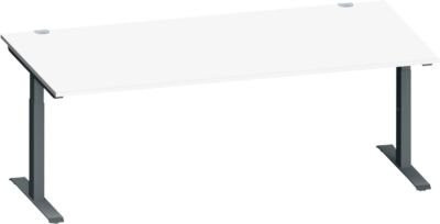 Schäfer Shop Genius Schreibtisch MODENA FLEX in Weiß/Anthrazit mit T-Fuß Rechteckrohr, B: 200 cm, T: 100 cm, H: 65-85 cm - Bild 1