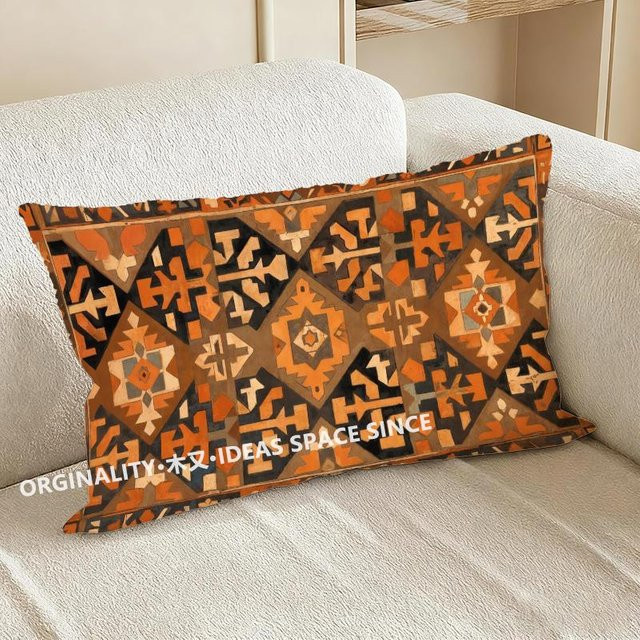 Rechteckige Kissenhülle mit geometrischem Muster von JMG Clothing in Orange, B/H: 50 x 30 cm - Bild 1