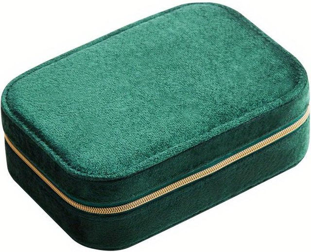 Schmuckschatulle Samt, 3-lagig, dunkelgrün, Unisex - Bild 1