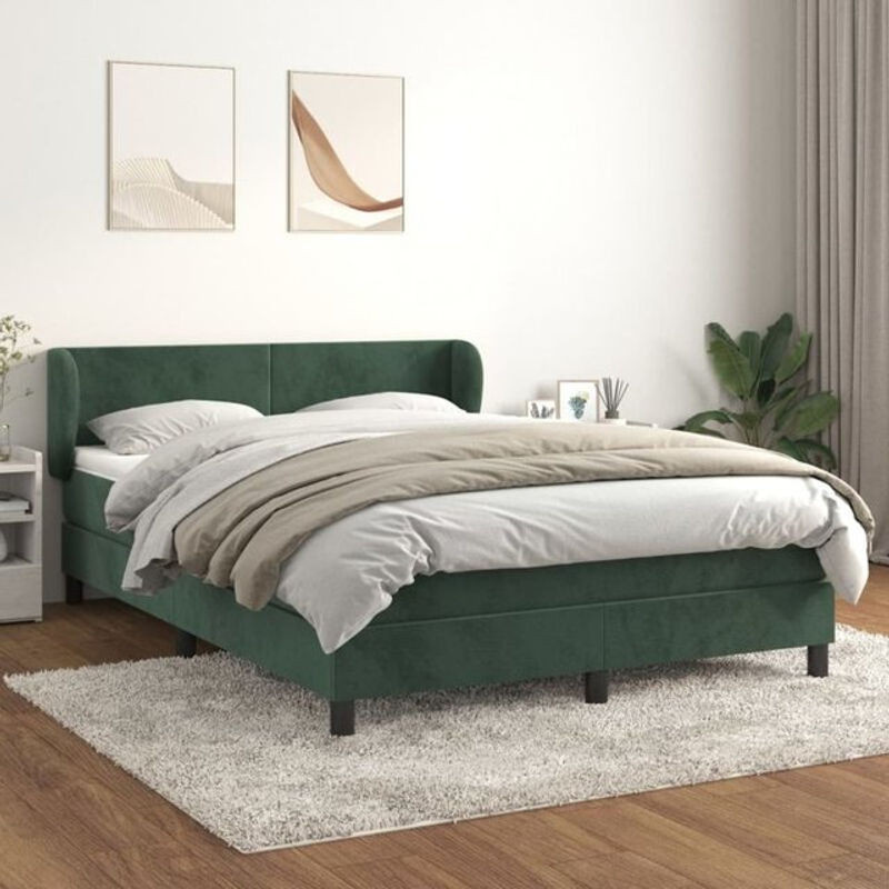 Vidaxl Boxspringbett mit Matratze aus Samt in Grün, B/T/H: 140 x 190 cm - Bild 1