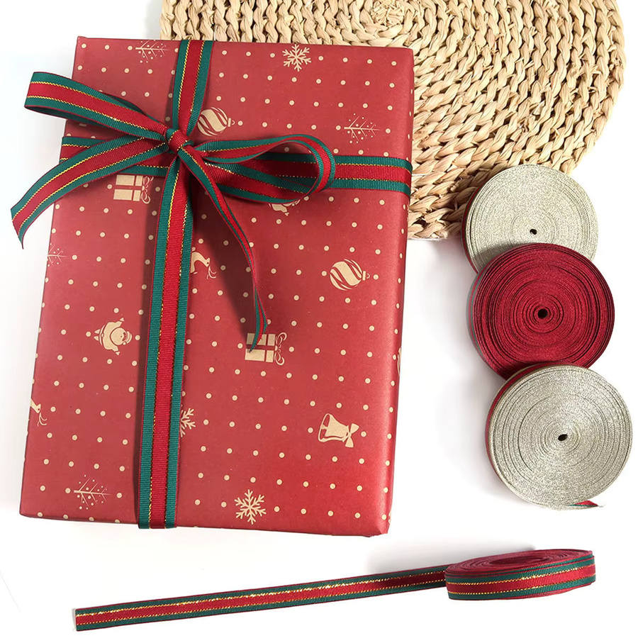 Satinbänder für Bastelarbeiten und Dekoration in Rot und Grün für Weihnachten, Hochzeit und Party, Breite: 10 mm, 15 mm, 25 mm oder 38 mm - Bild 4