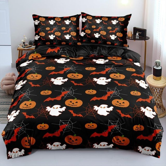 Binchi Fitness 3-teiliges Bettwäscheset aus Mikrofaser mit Gothic-Totenkopf-Rosen-Print in Schwarz, Bettbezug und 2 Kissenbezügen, Breite: 155 cm, Länge: 220 cm - Bild 1