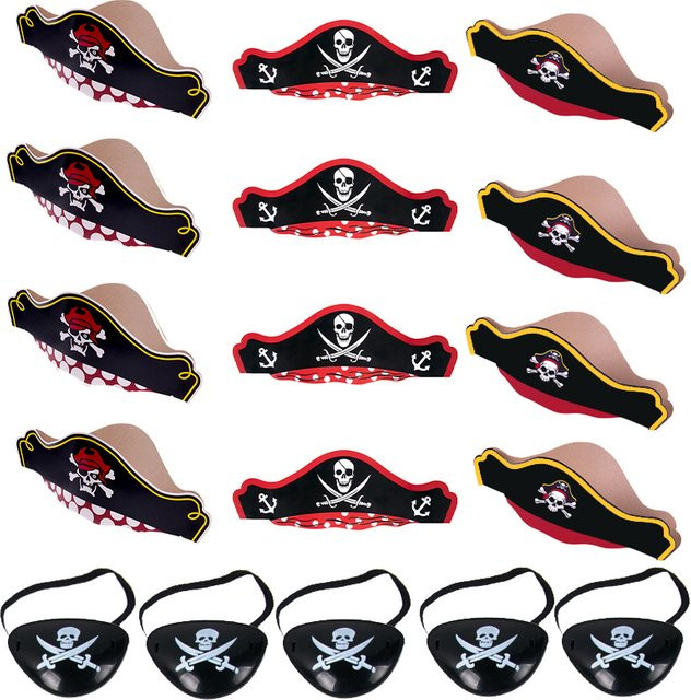 WEIGAO Piraten Hut und Augenklappen Set, 10-teiliges Set - Bild 1