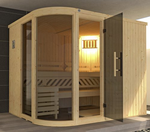WEKA Designsauna Sara 2 Bio mit Ofen 9,0 kW in Beige, B/H/T: 244 x 199 x 194 cm - Bild 3