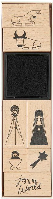 Rico Design Paper Poetry Stempelset Holy Family aus Holz in Schwarz - Bild 1
