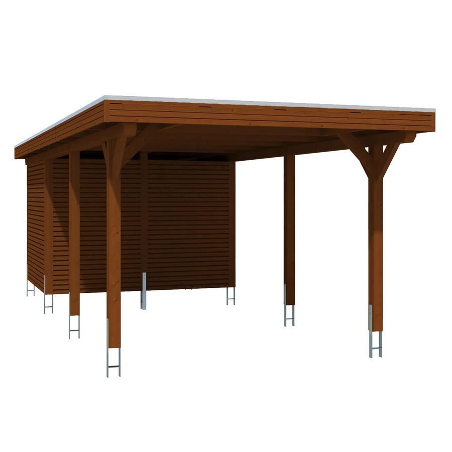 SKANHOLZ Carport Spessart aus Leimholz mit Abstellraum in Braun, B: 355 cm, T: 846 cm, H: 243 cm - Bild 3