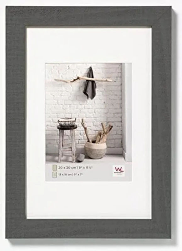Walther Design Home Bilderrahmen aus Holz mit Passepartout, Grau, 15 x 20 cm - Bild 3