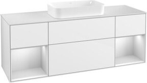 V&B Waschtischunterschrank Finion mit Wandbeleuchtung, Farbe: Weiß lackiert, Breite: 160 cm, Tiefe: 50,1 cm, Höhe: 50,1 cm - Bild 1