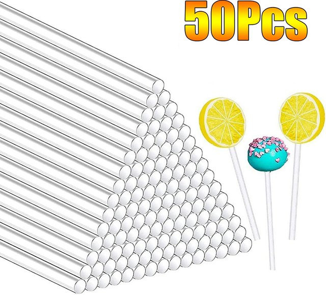 50 Stück transparente Acryl-Stifte für DIY Lutscher und Schokoladen-Dekoration, rund - Bild 1