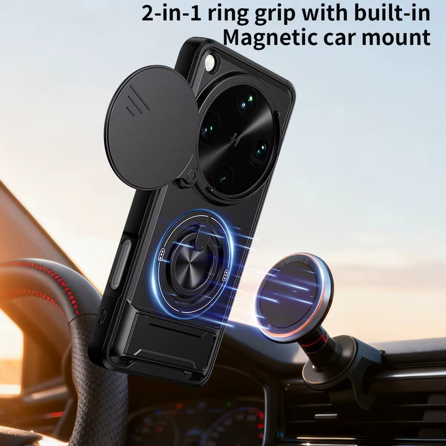 Stoßfeste Panzer-Handyhülle für OPPO Find X9 Ultra, Find X8 und Find X9 Pro 5G mit Magnetständer und Kameraschutz in Schwarz oder Blau - Bild 6