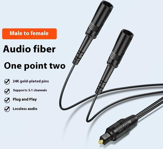 Digital Fiber Optic Audio Splitter 1x2 Toslink mit 1 männlichem Eingang und 2 weiblichen Ausgängen für dein Heimkino, Schwarz - Bild 1