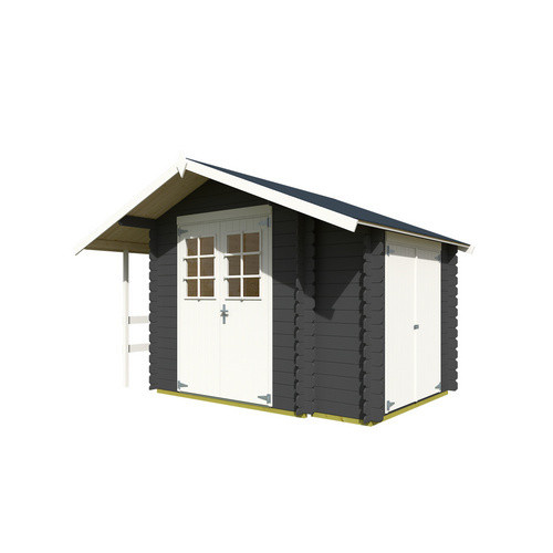 Lasita Blockbohlenhaus Vilano Gartenhaus mit Satteldach in Grau, B/H/T: 352,5 x 228 x 240 cm - Bild 2
